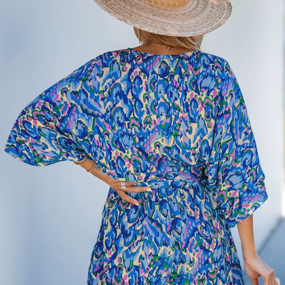 Blue Patterned Women's Drawstring Romper - image 2